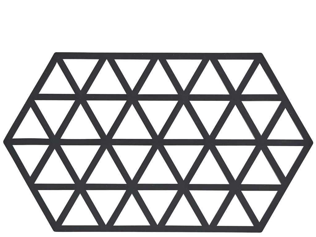 Silikonová podložka pod horké Triangles Black 24 cm