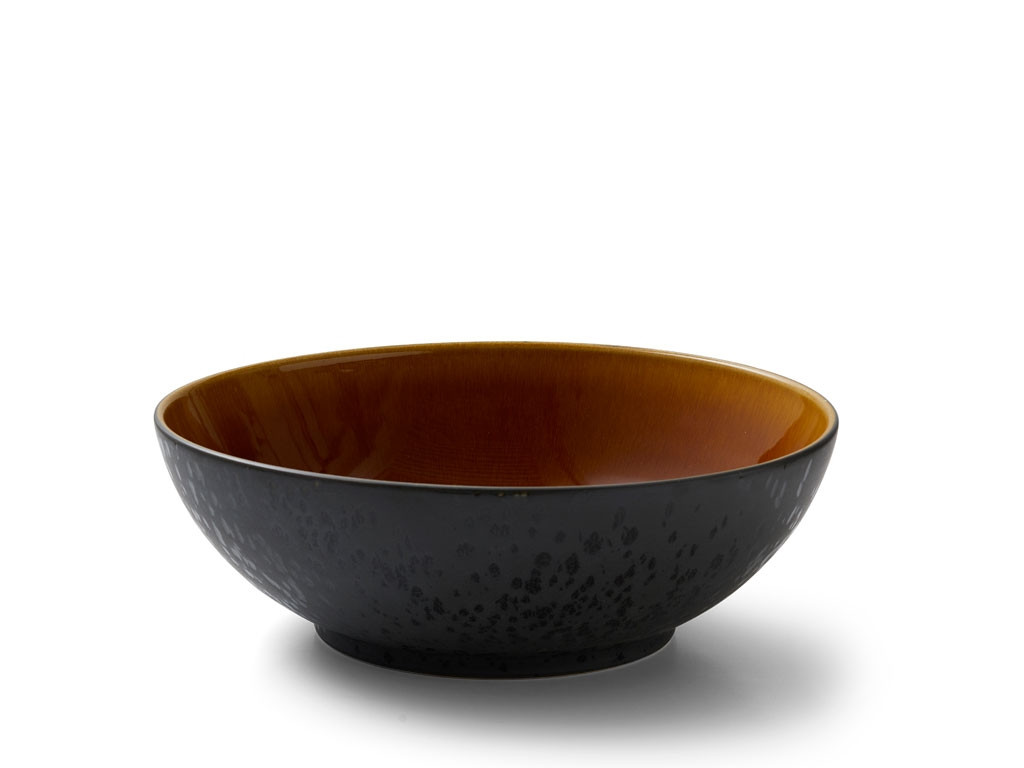 Velká kameninová salátová mísa 30 cm Black/Amber