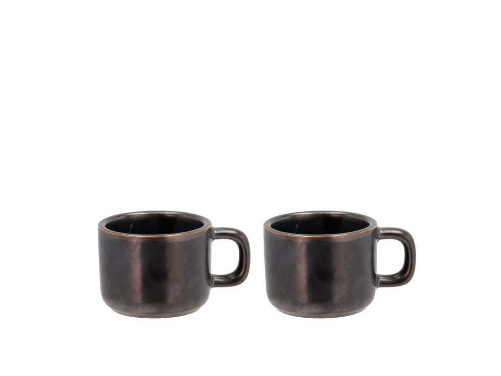 Porcelánový hrnek na espresso Fjord 0,1l Black (sada 2 ks)