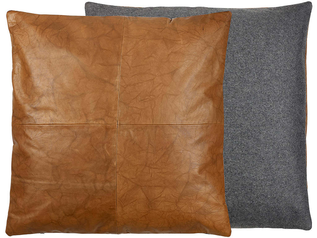 Polštář 60x60 Lodge Leather Black/Tobacco