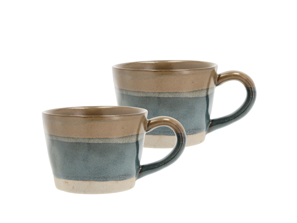 Porcelánový hrnek s ouškem Evig 0,3l Blue/Brown (sada 2 ks)