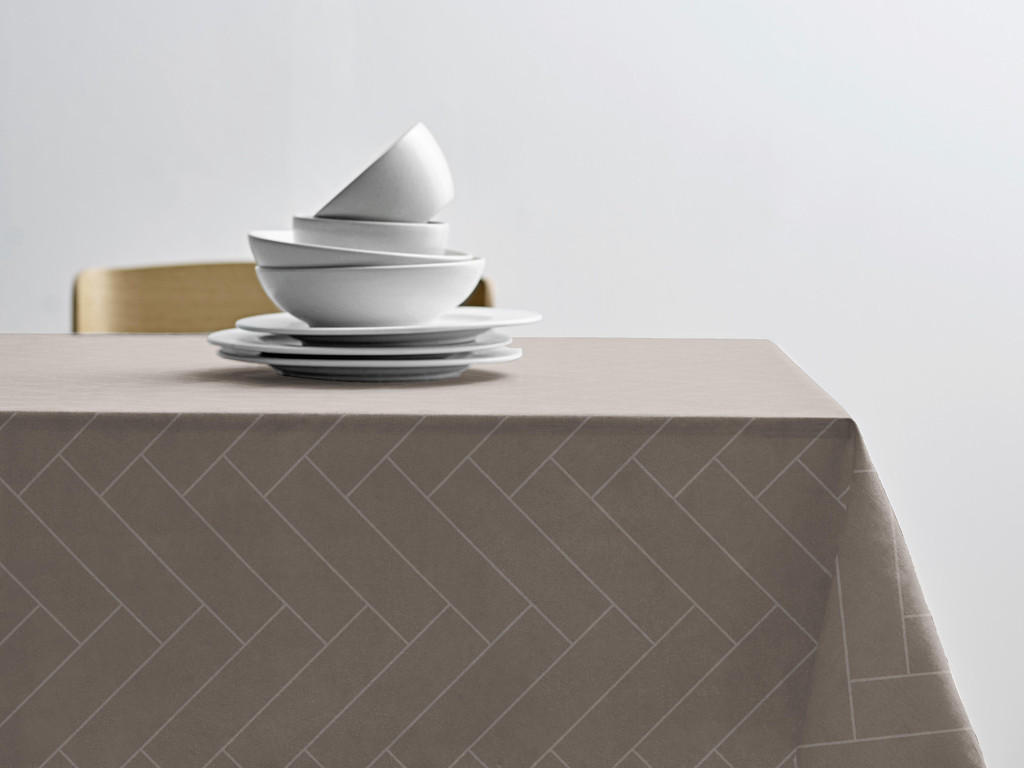 Kuchyňský ubrus ⌀180 Tiles Damask Taupe