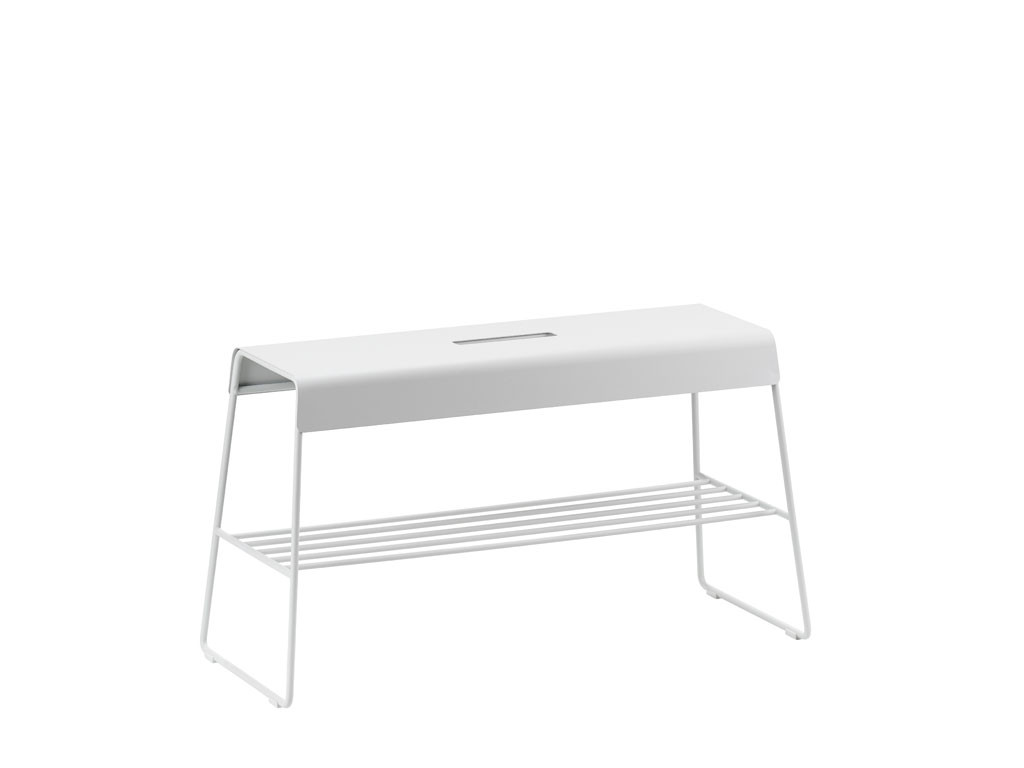 Kovová lavice s policí A-Bench Outdoor Soft Grey