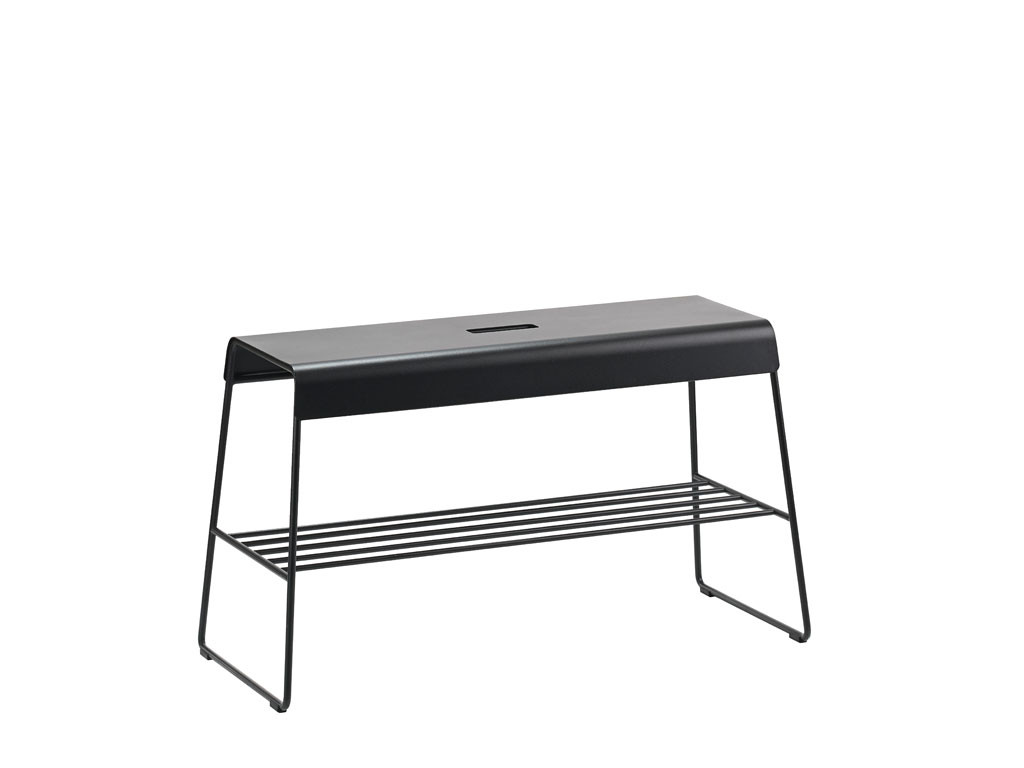 Kovová lavice s policí A-Bench Outdoor Black